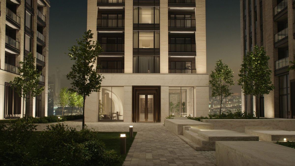 Tour — Courtyard entrance at dusk